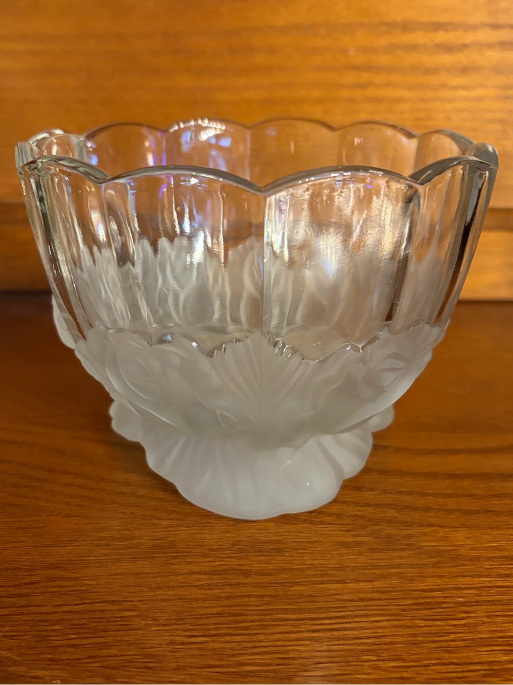 Vintage Imperlux Frosted Rose Pedestal Bowl